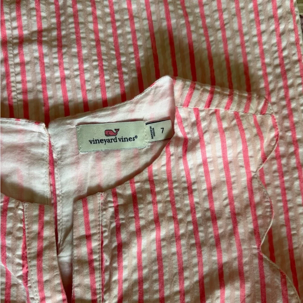 Vineyard Vines Pink Striped Sleeveless Dress Girls Size 7 - Picture 4 of 8